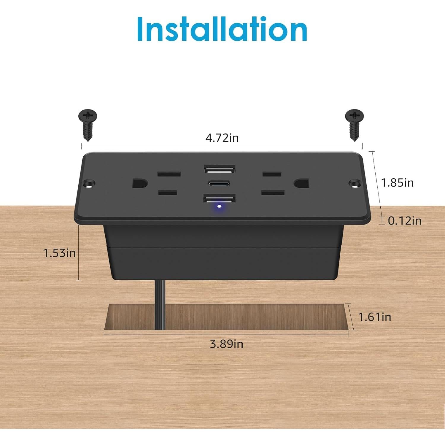 Toma de Corriente Empotrada HHSOET 20W con USB y Enchufe Plano