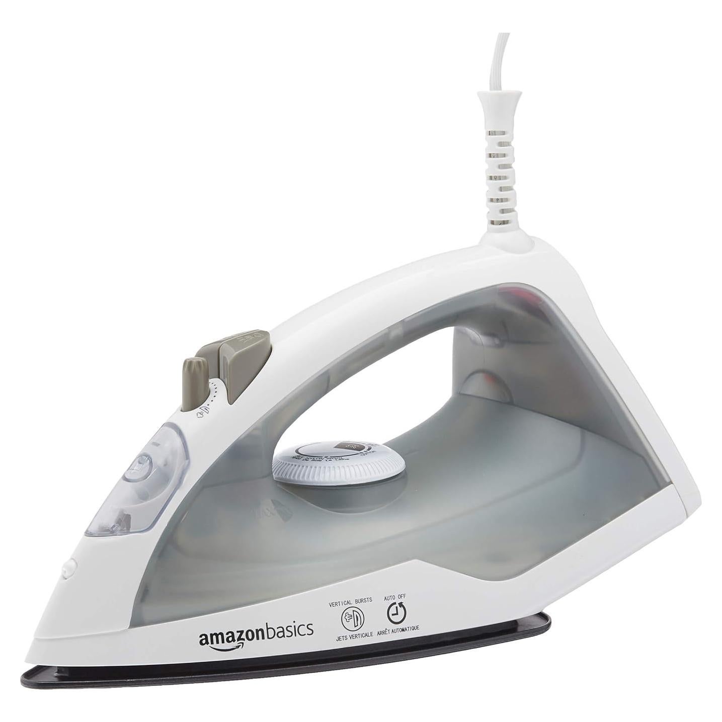 Plancha de Vapor Amazon Basics 1200W Suela Teflón 150ml Gris