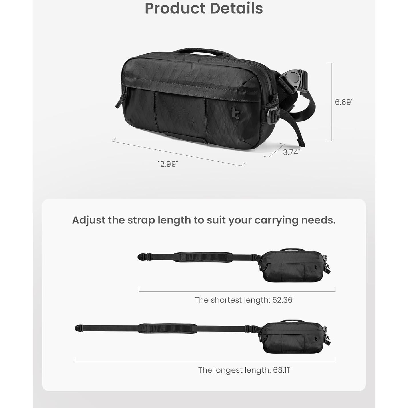 Bolsa Sling tomtoc T26s1d2 5.5L Resistente al Agua