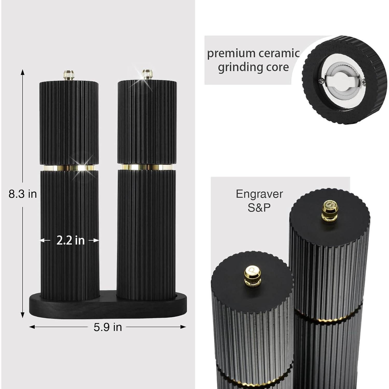 Juego de Molinillos de Sal y Pimienta UNIOVC de Madera 21 cm