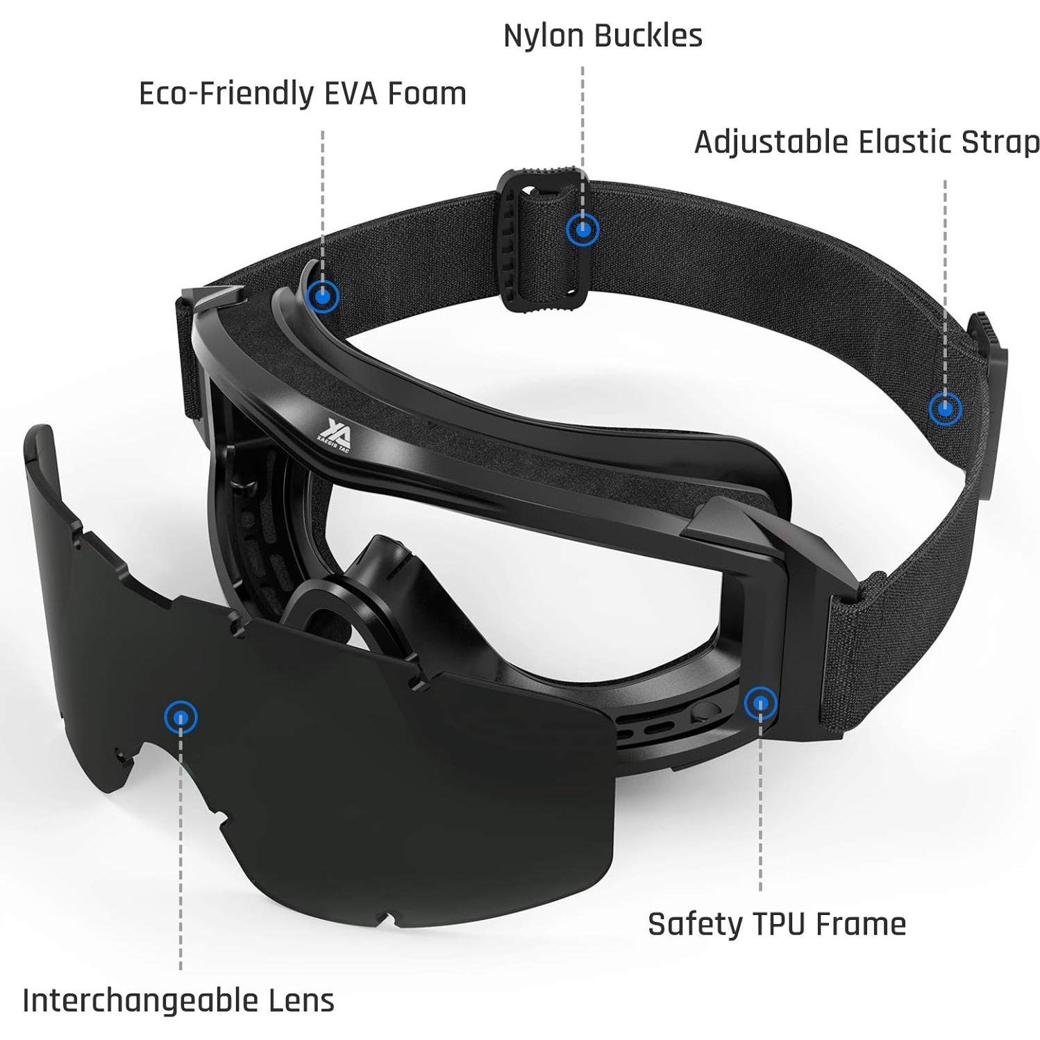 Gafas tácticas XaegisTac militares antiempañante 2 lentes