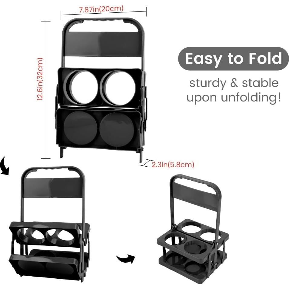 Transportador de Bebidas Musbus Plegable 4 Tazas Negro