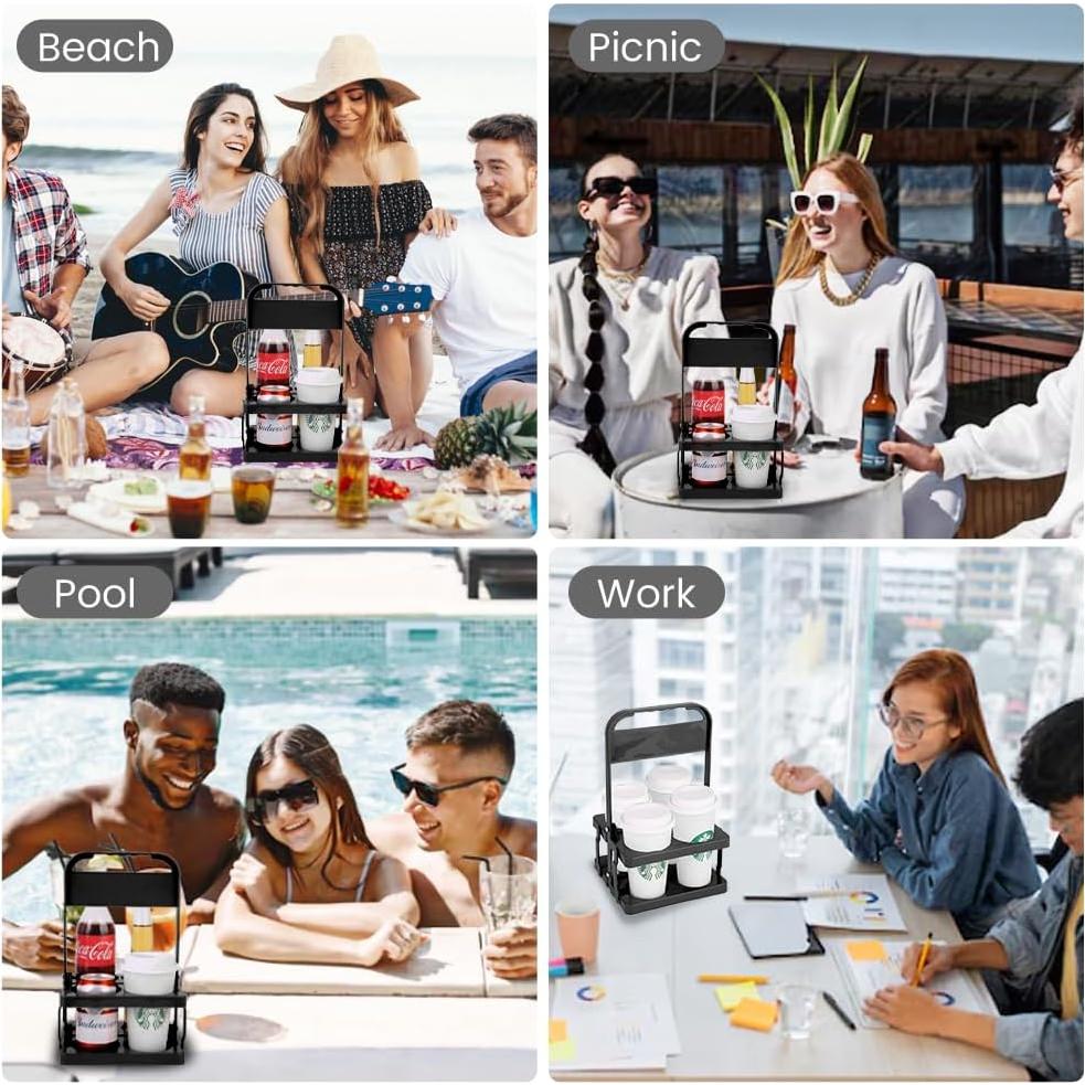 Transportador de Bebidas Musbus Plegable 4 Tazas Negro