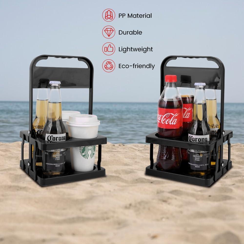 Transportador de Bebidas Musbus Plegable 4 Tazas Negro