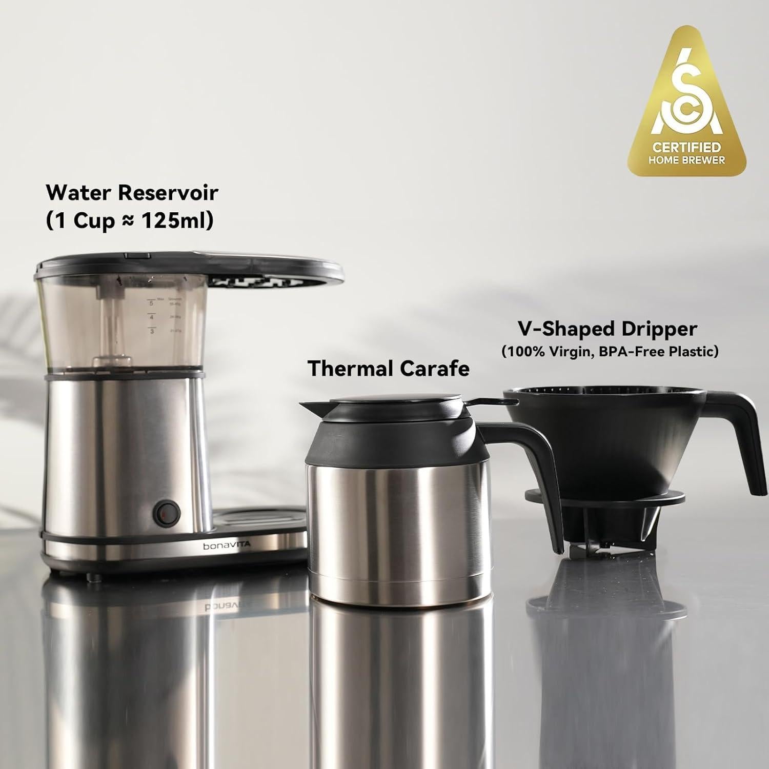 Cafetera Bonavita BV1500TS 5 Tazas Acero Inoxidable Térmica
