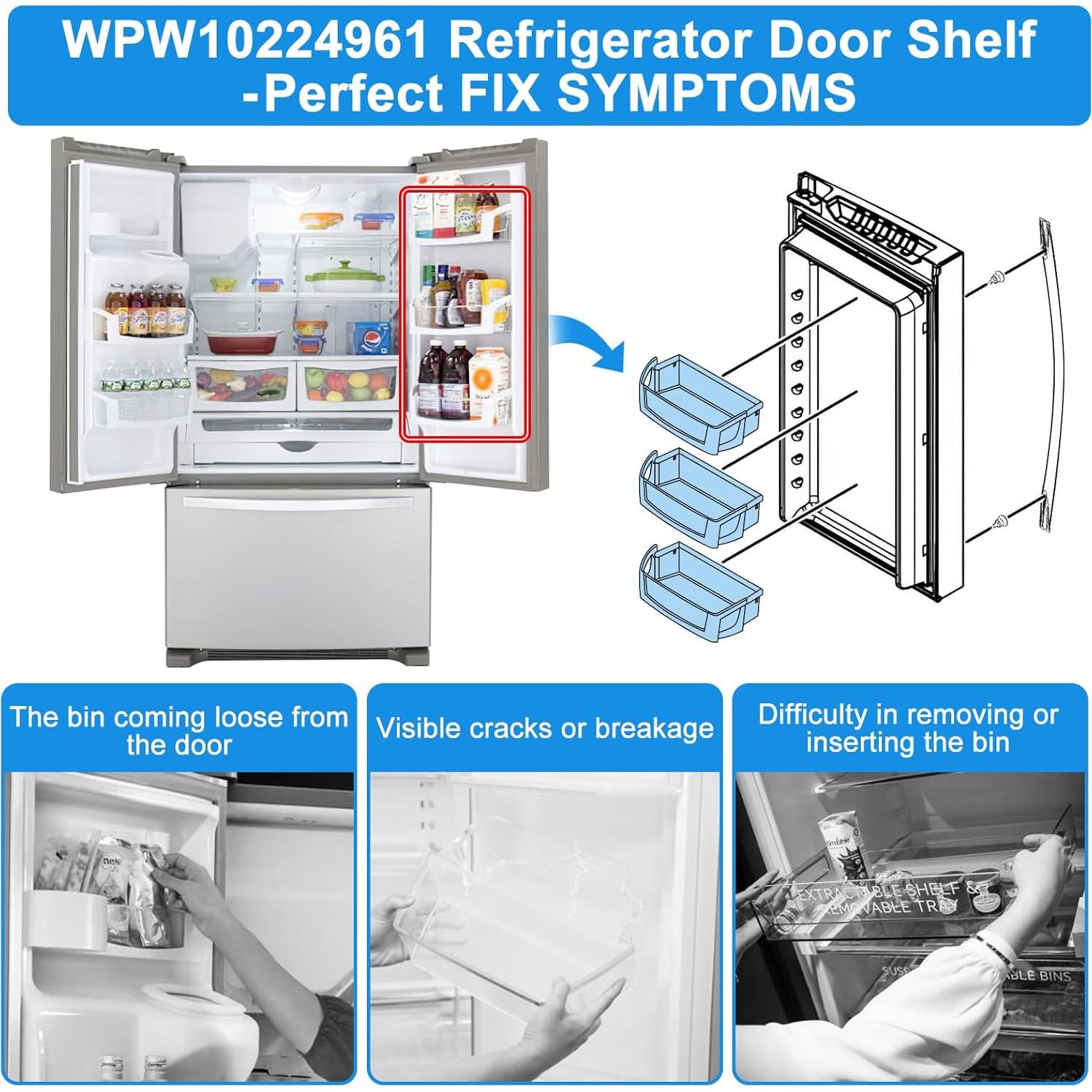 Estante de Puerta de Refrigerador WPW10224961 Mejorado - 2 Piezas