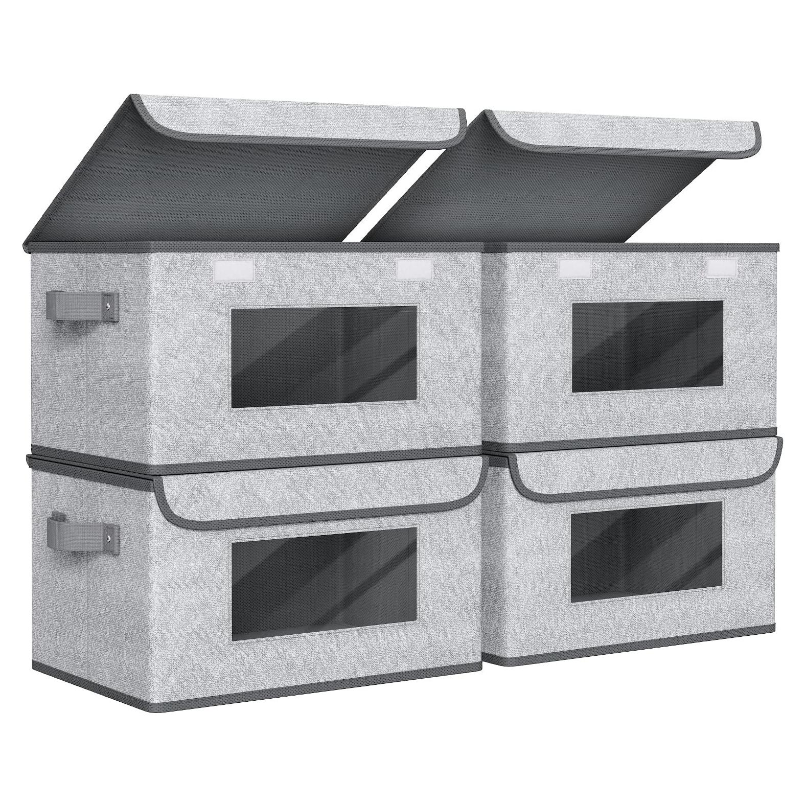 Cajas de Almacenamiento Plegables Univivi 4 Piezas 19.5L Gris