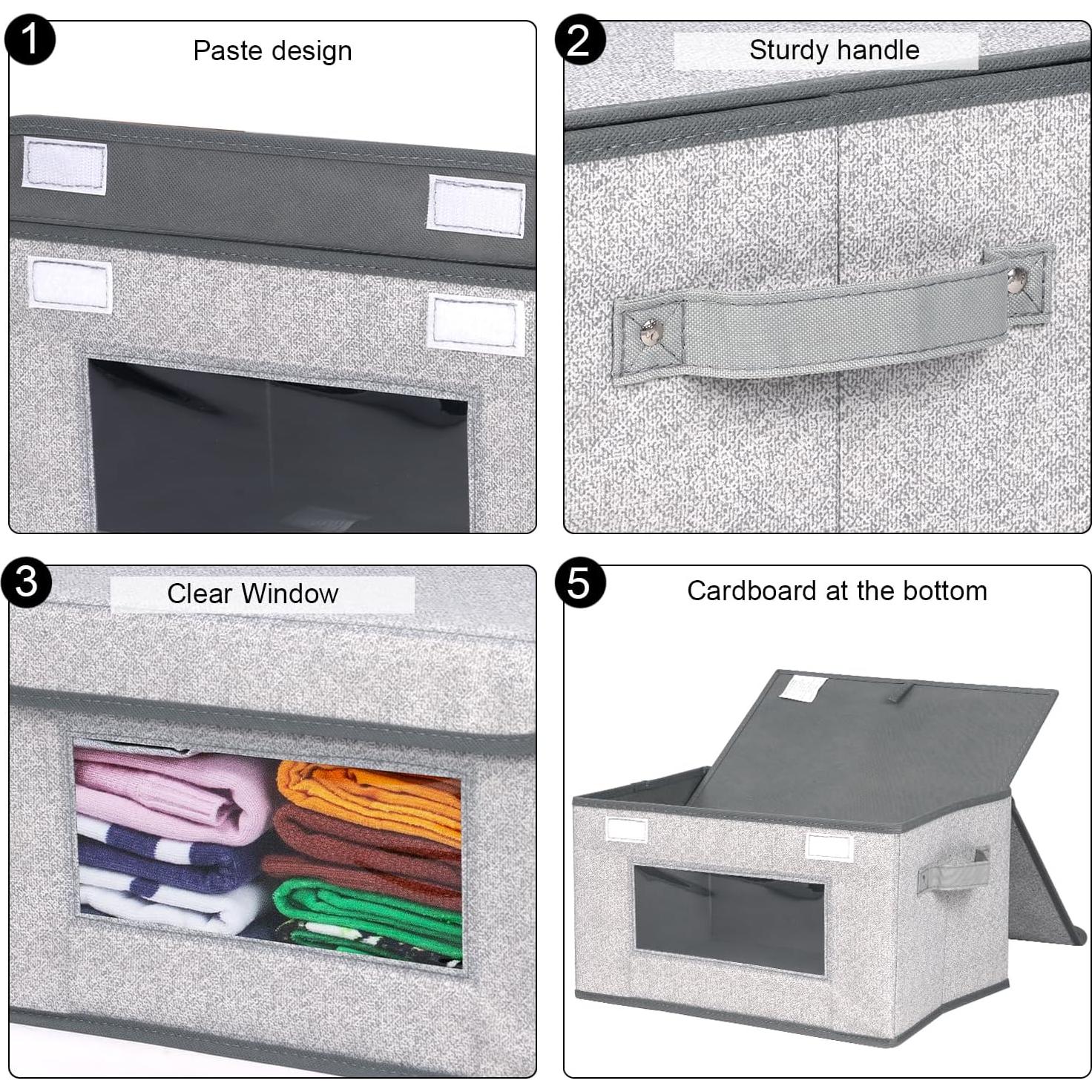 Cajas de Almacenamiento Plegables Univivi 4 Piezas 19.5L Gris