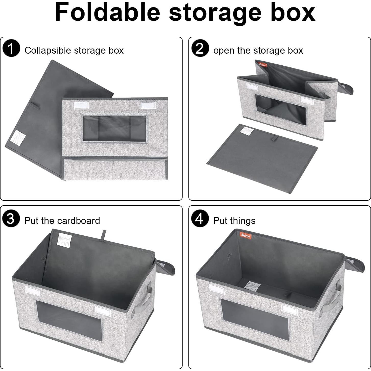 Cajas de Almacenamiento Plegables Univivi 4 Piezas 19.5L Gris