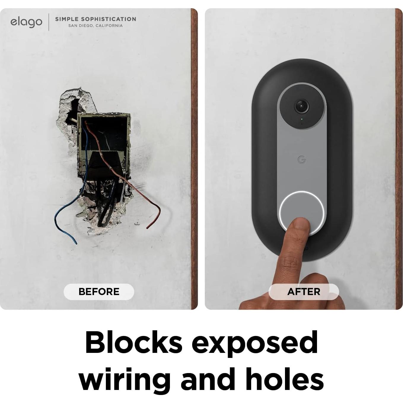 Placa de Pared elago para Timbre Google Nest Hello - Negro