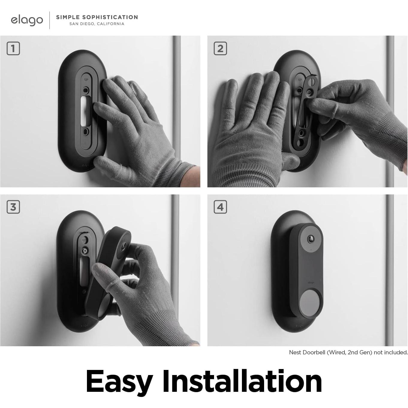 Placa de Pared elago para Timbre Google Nest Hello - Negro
