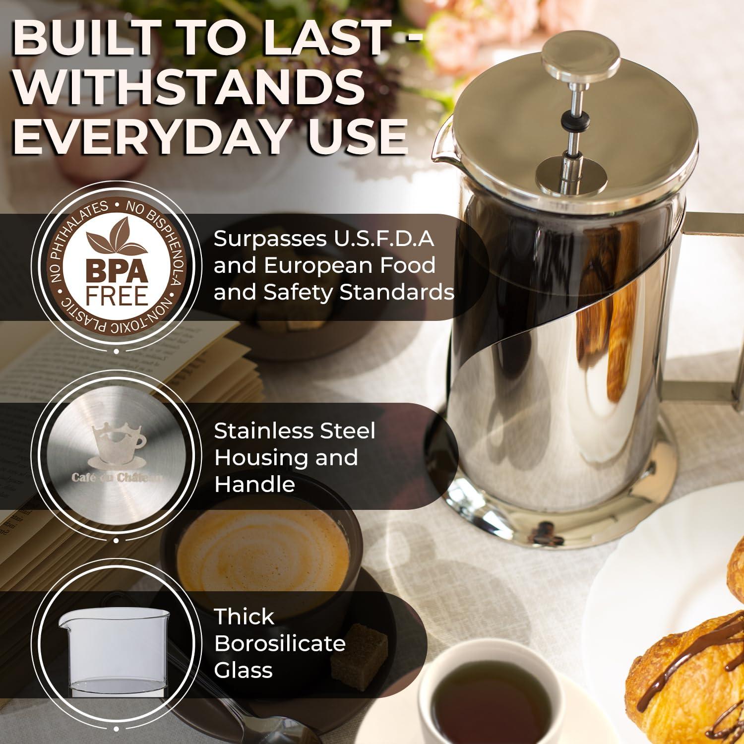 Cafetera Prensa Francesa Acero Inoxidable Café Du Château 1000ml