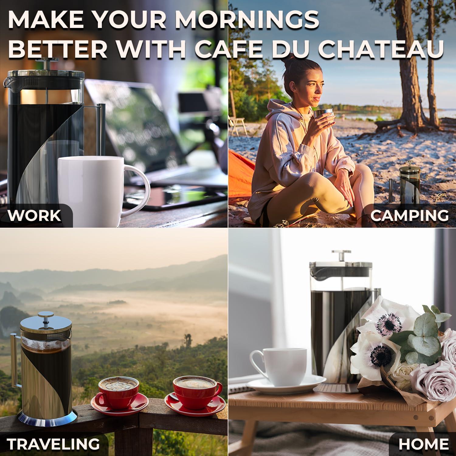 Cafetera Prensa Francesa Acero Inoxidable Café Du Château 1000ml