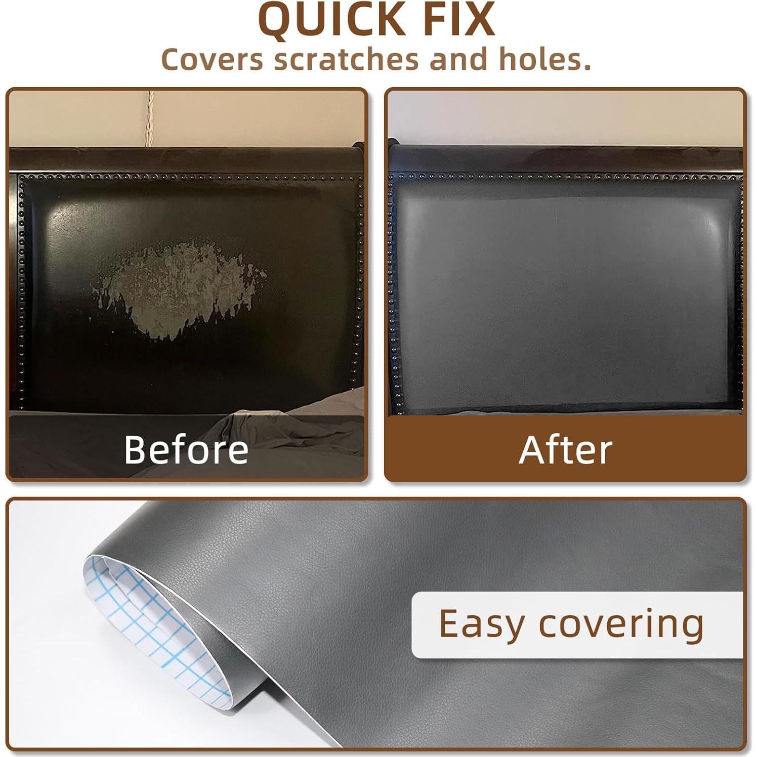 Kit de Reparación de Cuero CHEIGHY 43x200 cm Autoadhesivo Gris