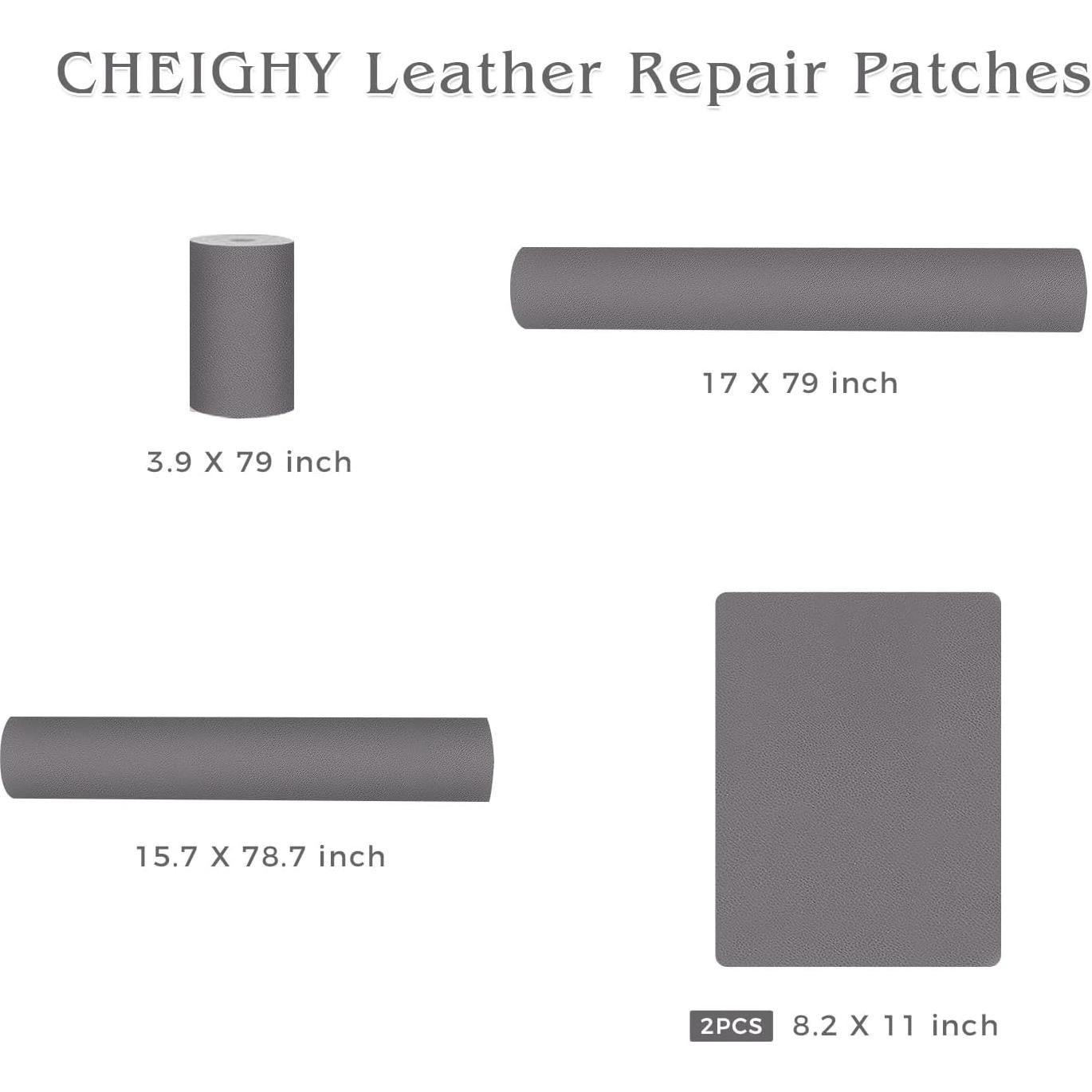 Kit de Reparación de Cuero CHEIGHY 43x200 cm Autoadhesivo Gris