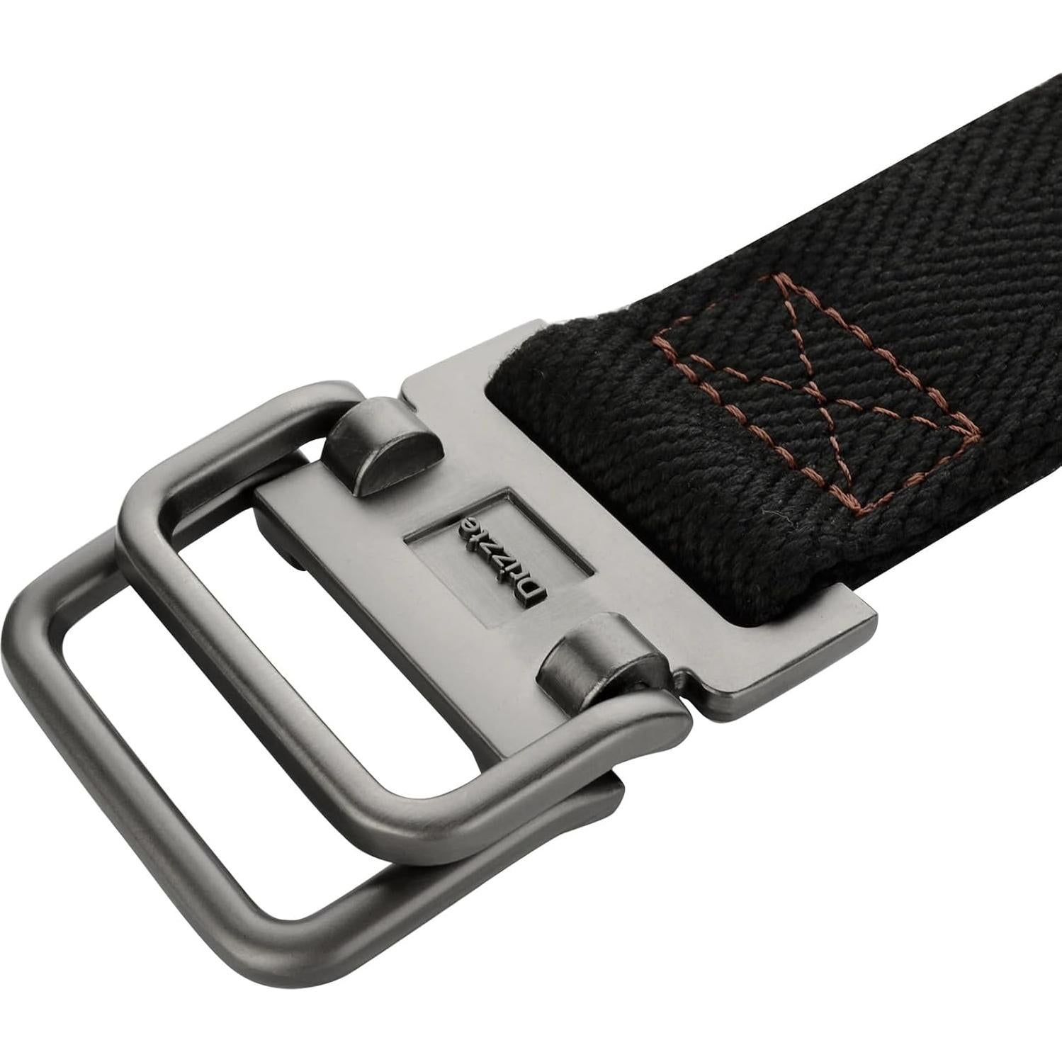 Cinturón de Hombre Talla Grande 95-100 cm Doble Anillo Lona Negro