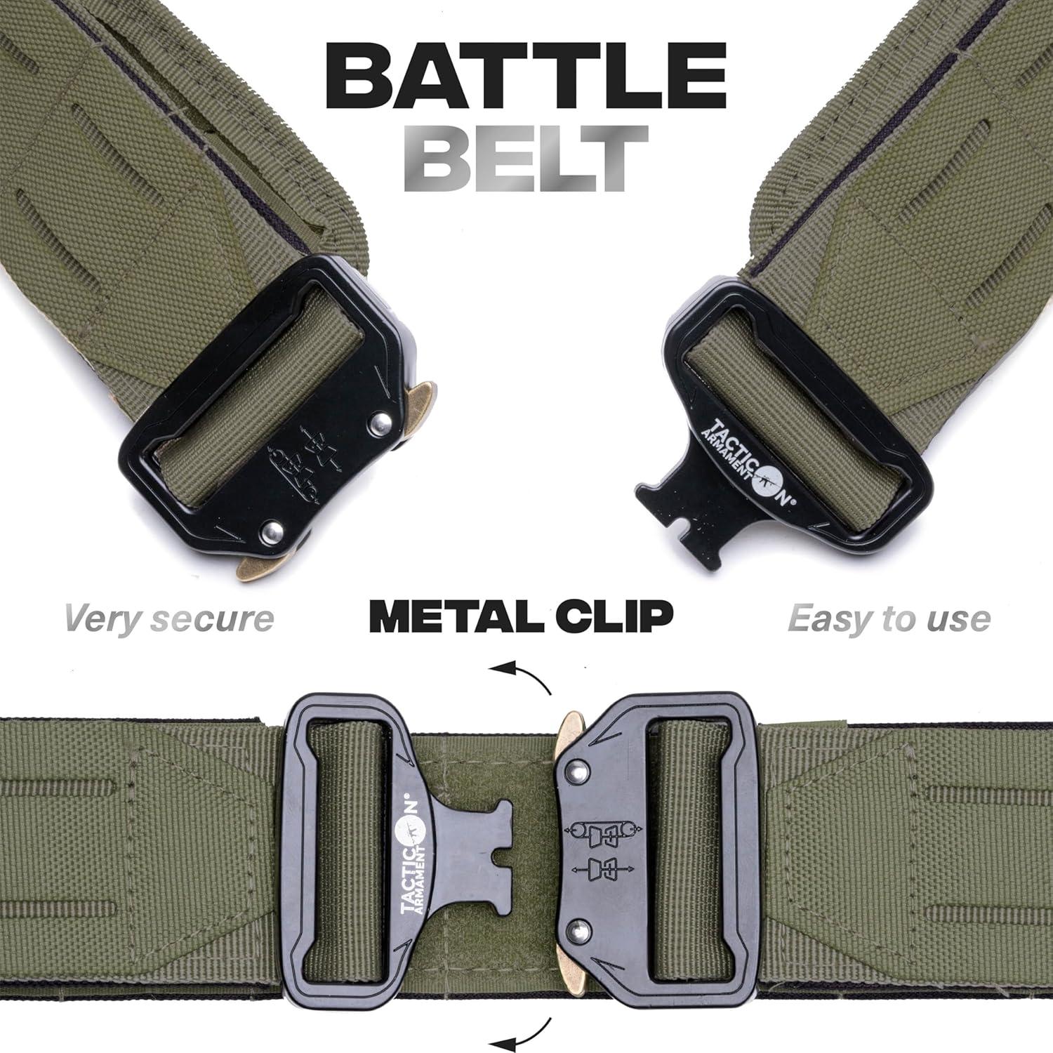 Cinturón Táctico Tacticon | Nylon Acolchado Verde Oliva