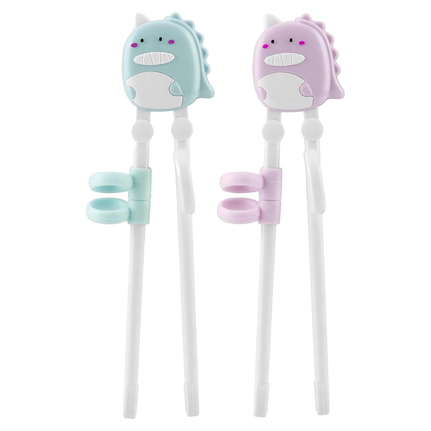 PandaEar 2 Pairs Kid Chopsticks, Dinosaur Children Learning Practice Chopsticks for Beginners Toddler