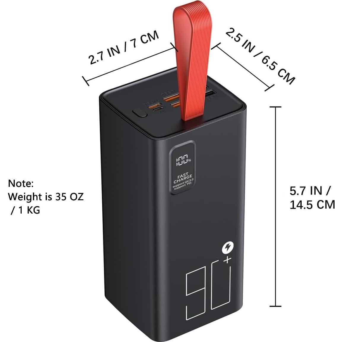 Power Bank 90000mAh Extra High Capacity Portable Charger, Fast Charging 30W PD & QC 3.0, USB-C Battery Pack 5 Output 2 Input with LED Display for Phone Tablet Headset Smartwatch Camping Travel