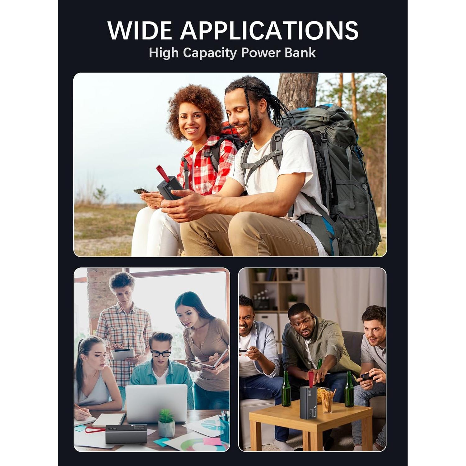 Power Bank 90000mAh Extra High Capacity Portable Charger, Fast Charging 30W PD & QC 3.0, USB-C Battery Pack 5 Output 2 Input with LED Display for Phone Tablet Headset Smartwatch Camping Travel