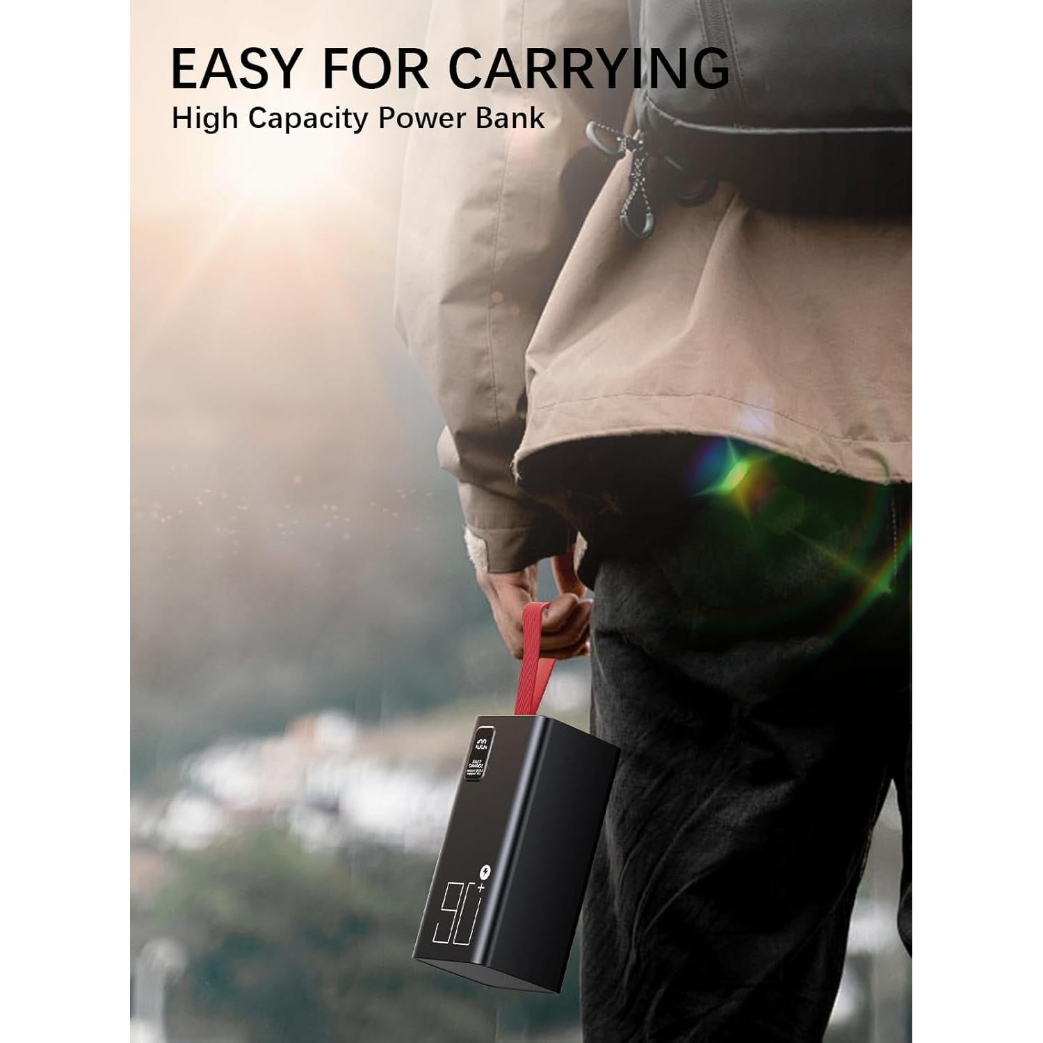 Power Bank 90000mAh Extra High Capacity Portable Charger, Fast Charging 30W PD & QC 3.0, USB-C Battery Pack 5 Output 2 Input with LED Display for Phone Tablet Headset Smartwatch Camping Travel