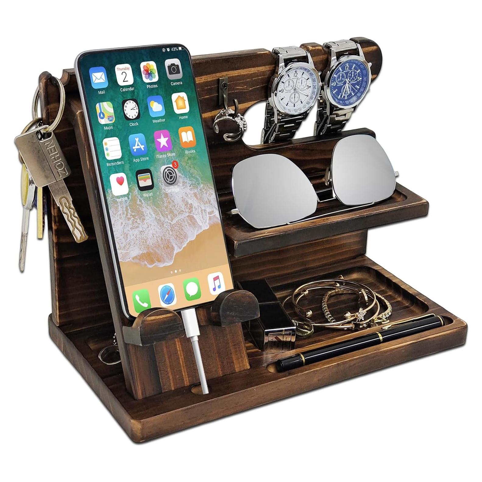 Organizador de Mesita de Noche Iswabard Madera Marrón 25.4x14x17.5 cm