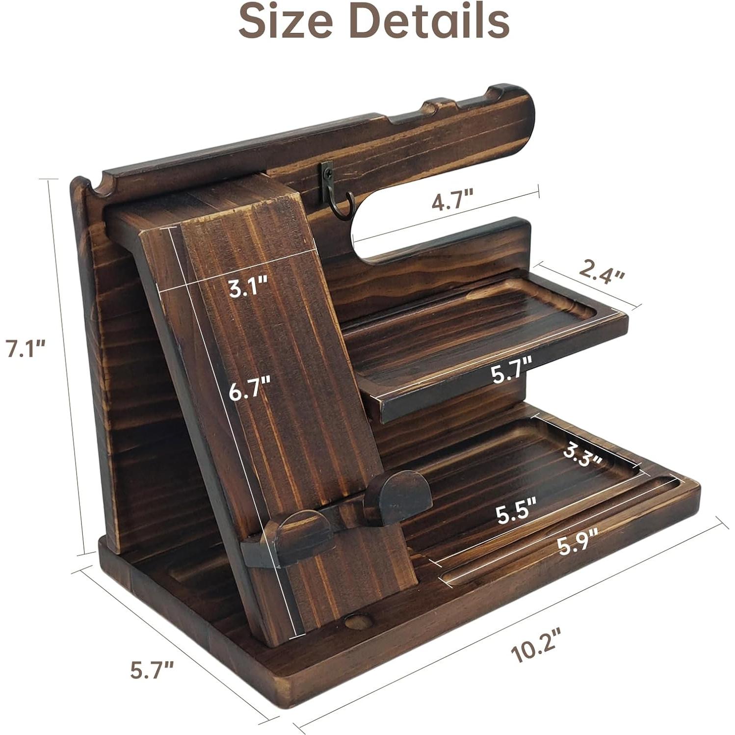 Organizador de Mesita de Noche Iswabard Madera Marrón 25.4x14x17.5 cm