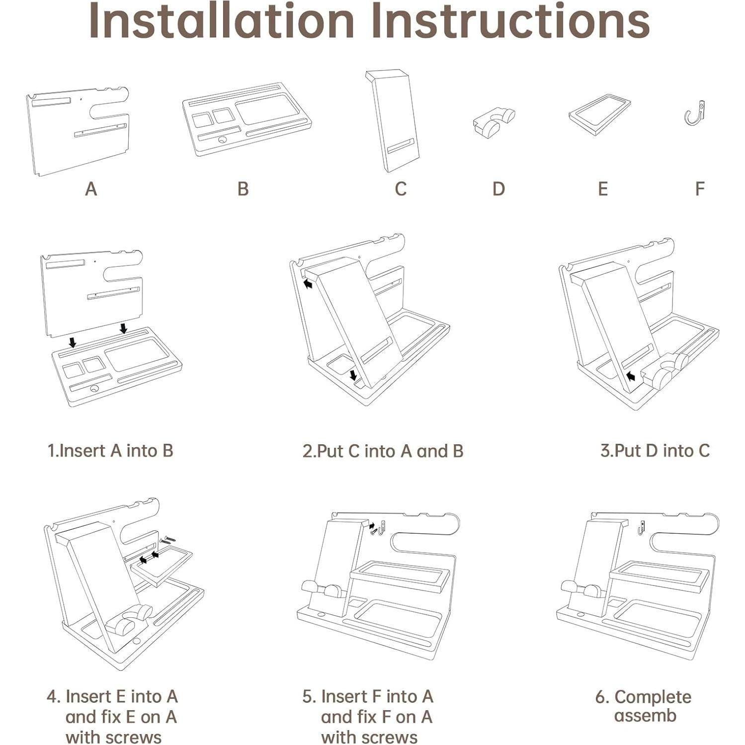 Organizador de Mesita de Noche Iswabard Madera Marrón 25.4x14x17.5 cm