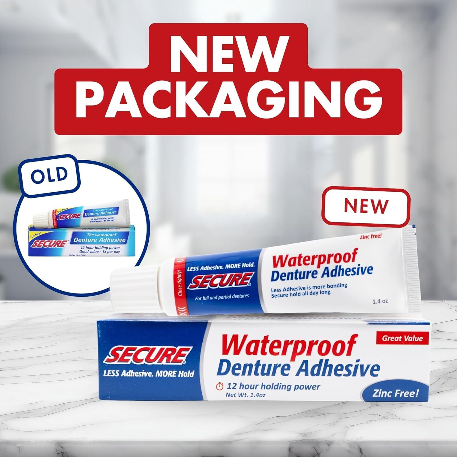 Adhesivo para Dentaduras Secure 4 Pack - Sin Zinc 12 Horas