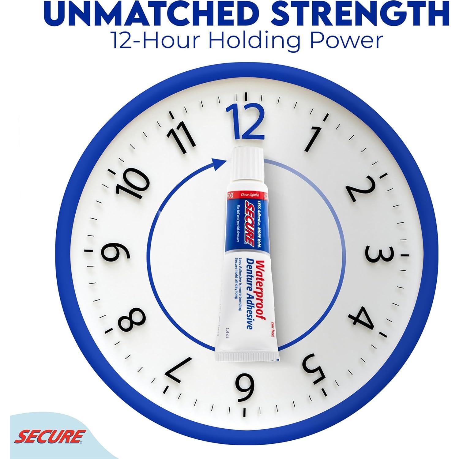 Adhesivo para Dentaduras Secure 4 Pack - Sin Zinc 12 Horas