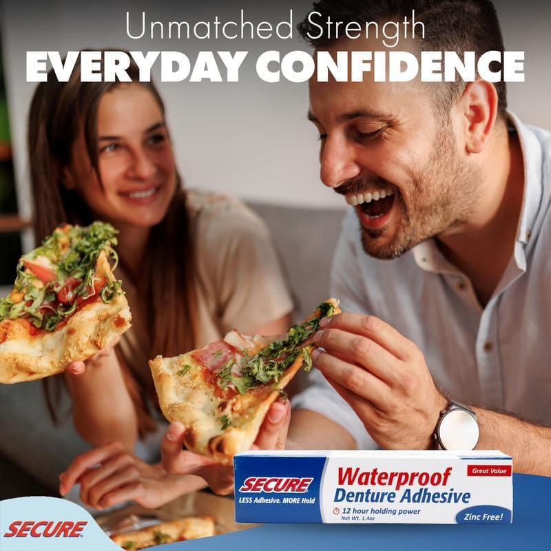 Adhesivo para Dentaduras Secure 4 Pack - Sin Zinc 12 Horas