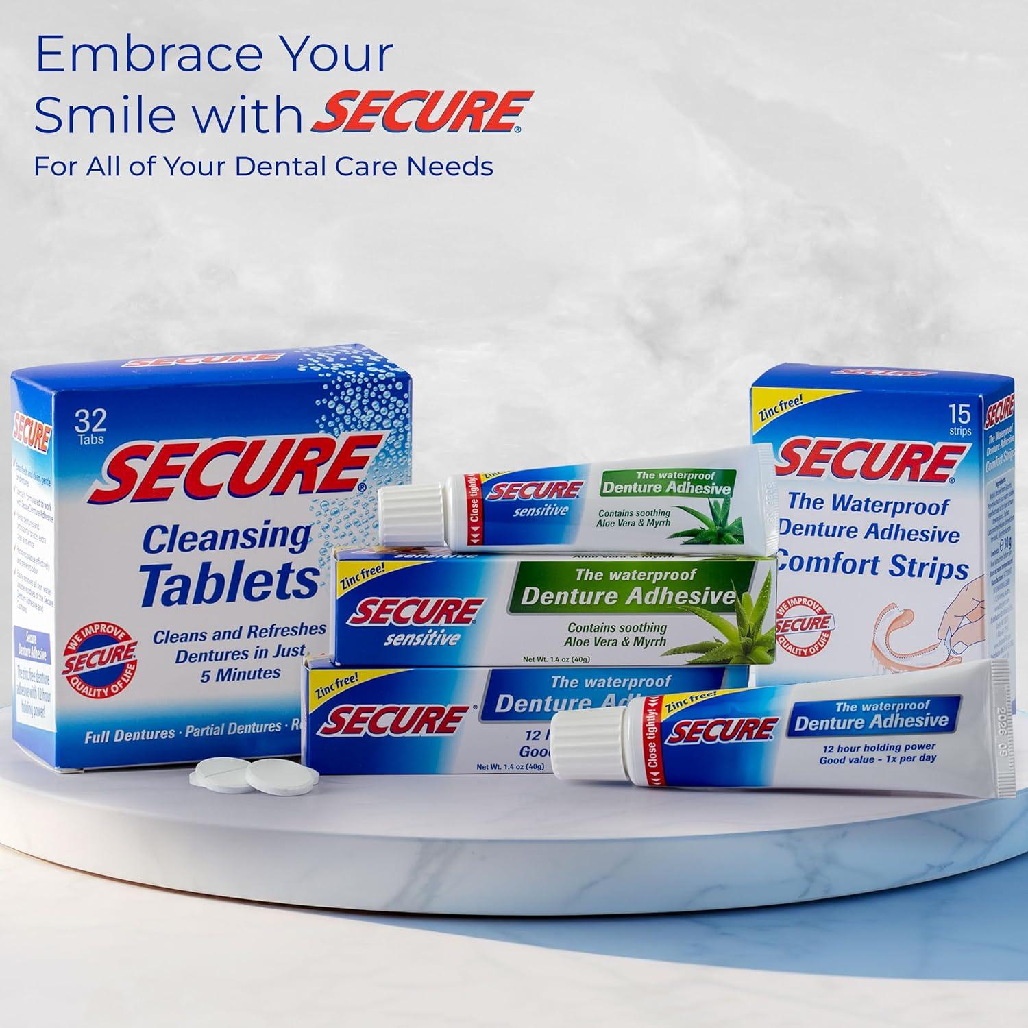 Adhesivo para Dentaduras Secure 4 Pack - Sin Zinc 12 Horas