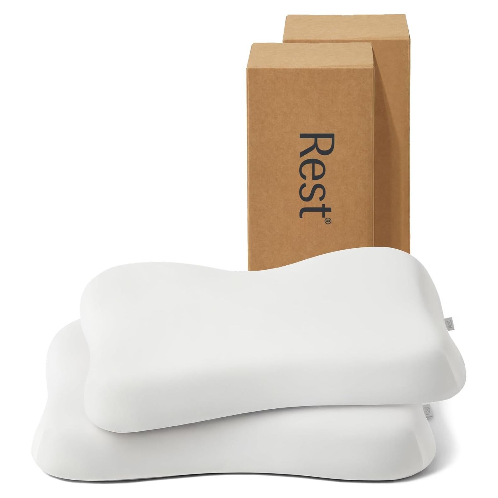 REST® Evercool® Cooling Pillow, Set of 2, Instant Cool-to-Touch Shell Fabric & Breathable Silicone Sponge Core for All-Night Temperature Regulation & Ergonomic Support, Low Height, Arctic White