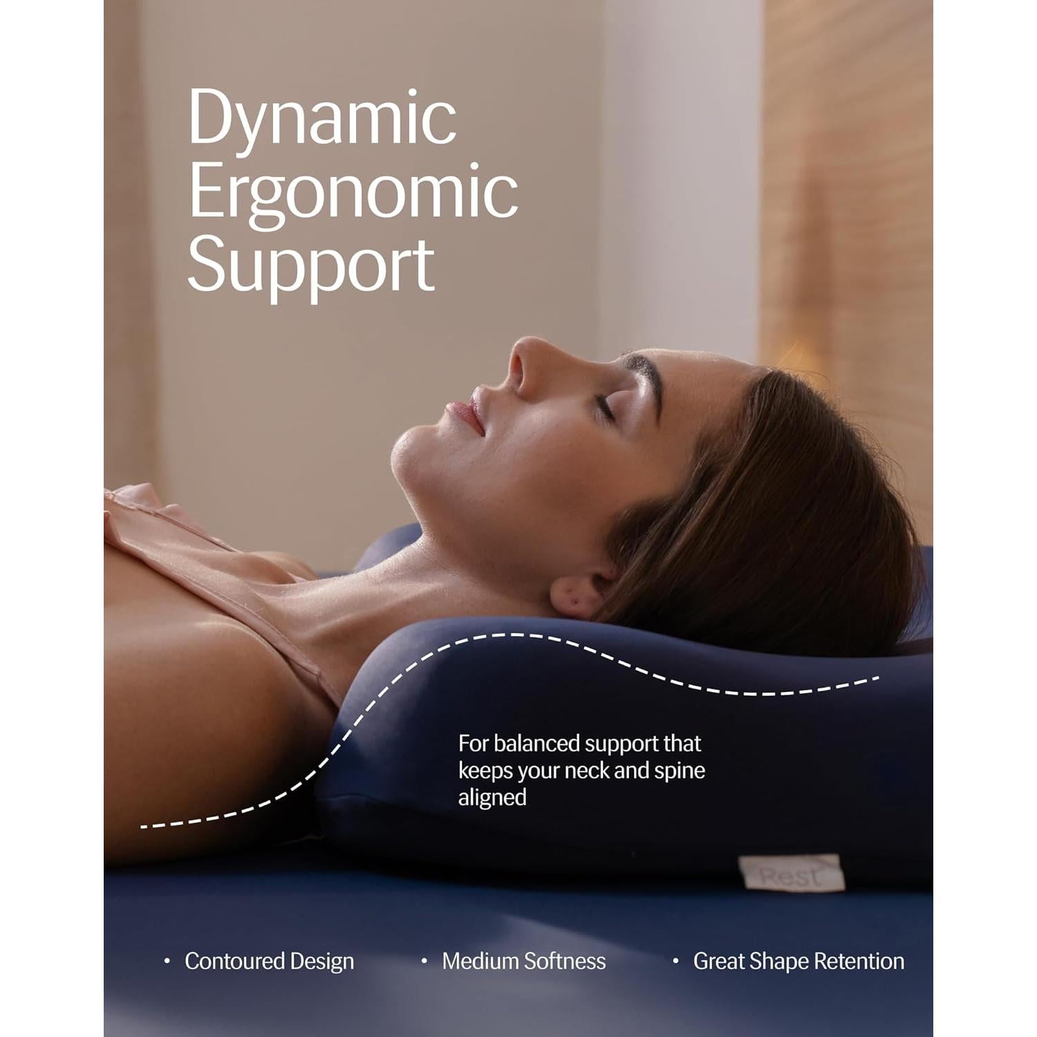 REST® Evercool® Cooling Pillow, Set of 2, Instant Cool-to-Touch Shell Fabric & Breathable Silicone Sponge Core for All-Night Temperature Regulation & Ergonomic Support, Low Height, Arctic White