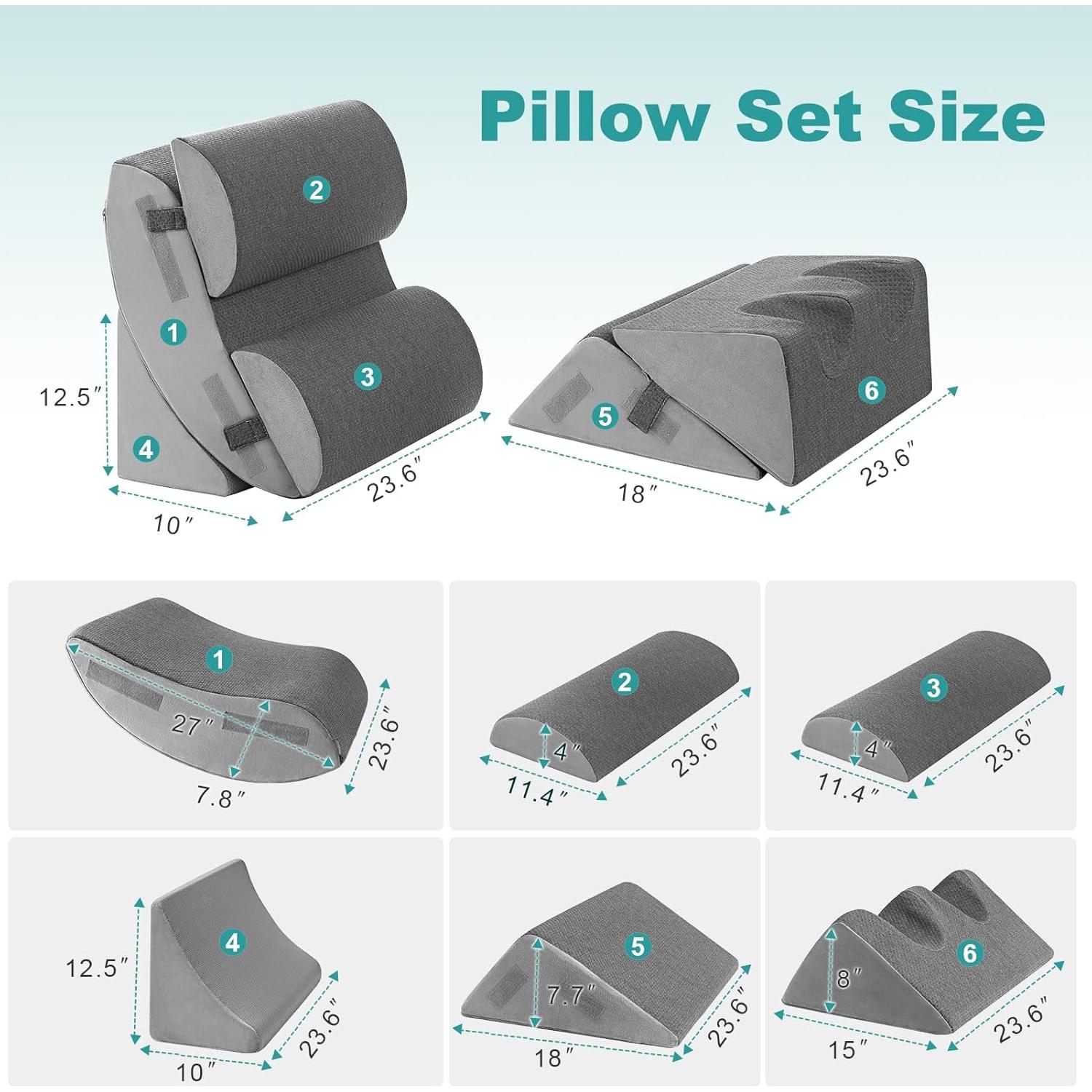 Hansleep Almohadas Wedge Ortopédicas 6 Piezas Espuma Viscoelástica