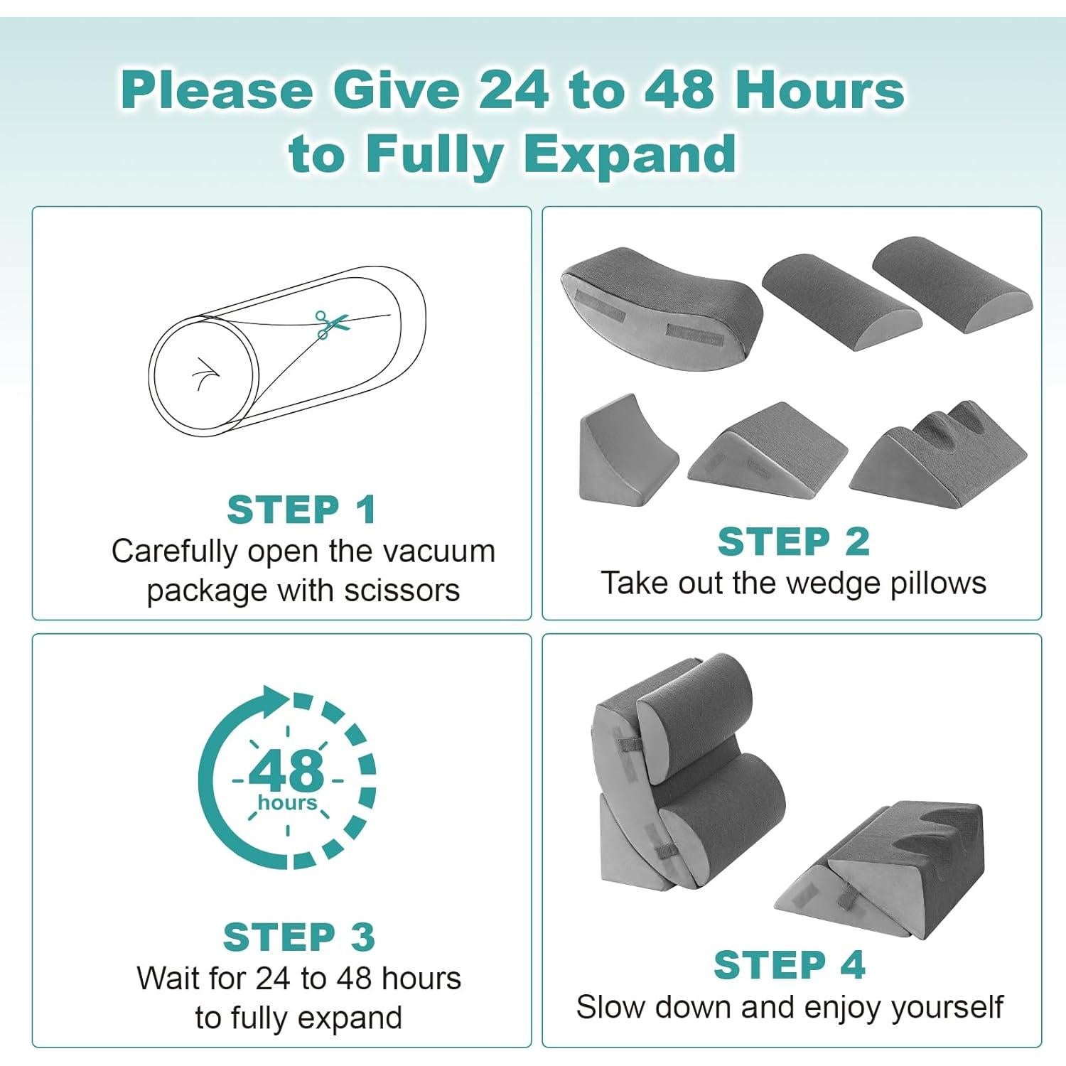 Hansleep Almohadas Wedge Ortopédicas 6 Piezas Espuma Viscoelástica