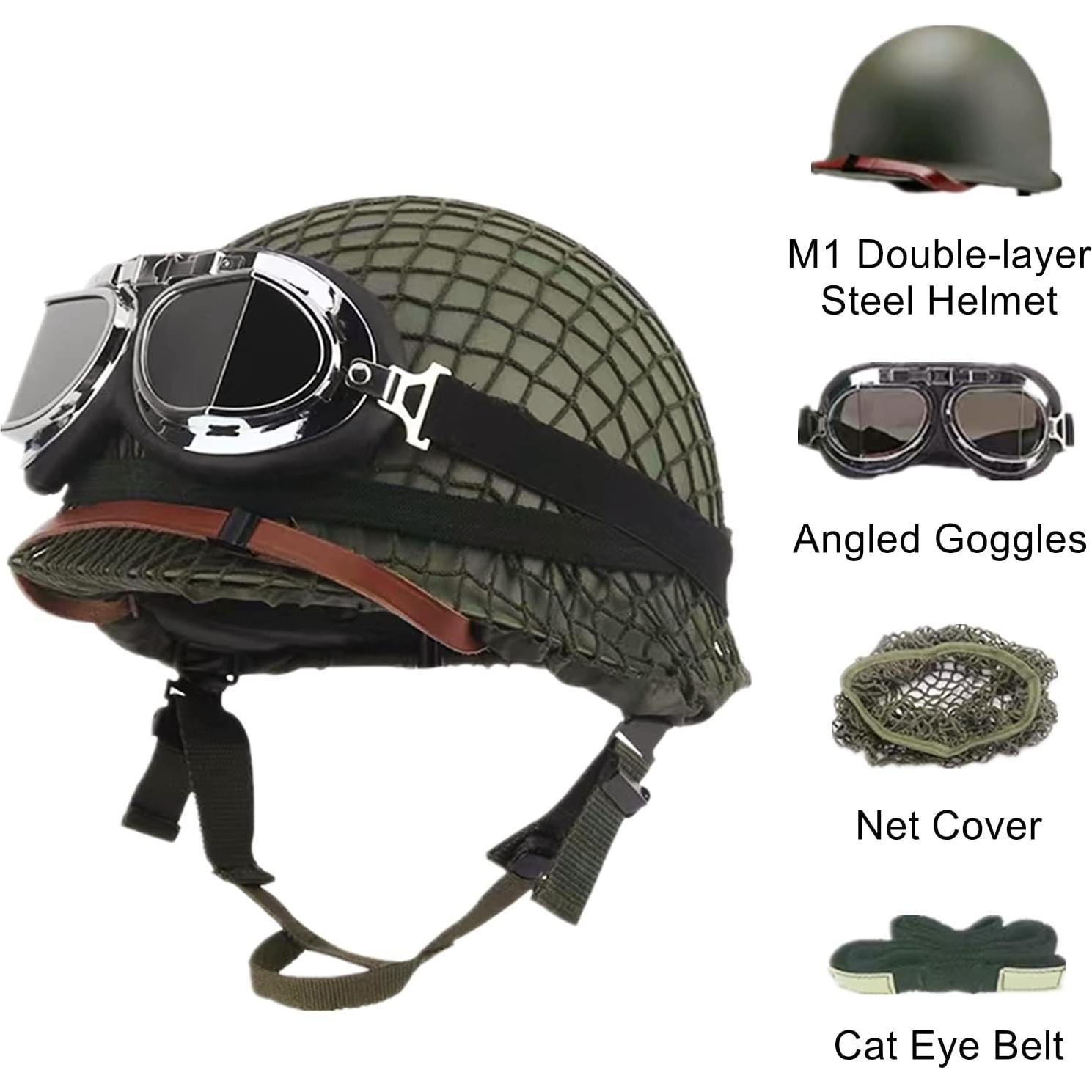 Casco de acero M1 SYLPHID Verde con red y cinturón