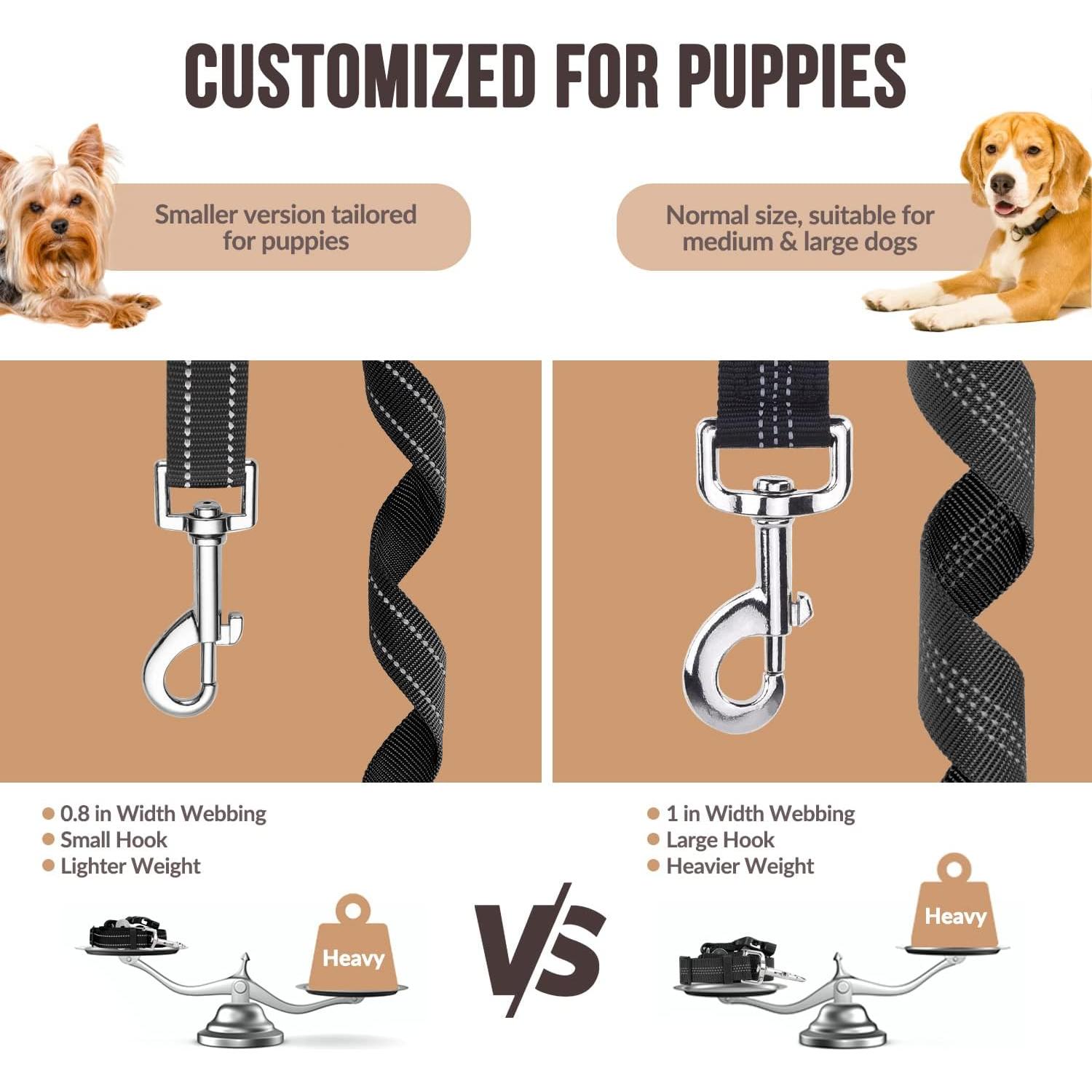 SlowTon Dog Seat Belt for Car, 2 Pack Dog Car Harness Seatbelt Adjustable with Elastic Bungee Buffer, 2 in 1 Pet Car Leash Headrest Restraint Dog Reflective Safety Tether (S, Black, Headrest+Clip)