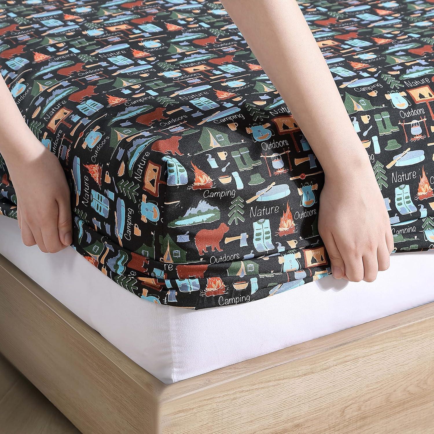 Juego de Sábanas Twin The Lakeside Collection Camping Retro