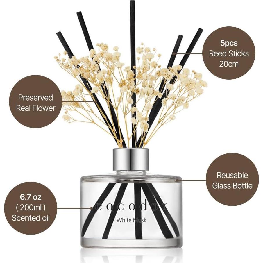 Difusor de Varillas Cocodor Brisa de Abril 200ml con Flor Real