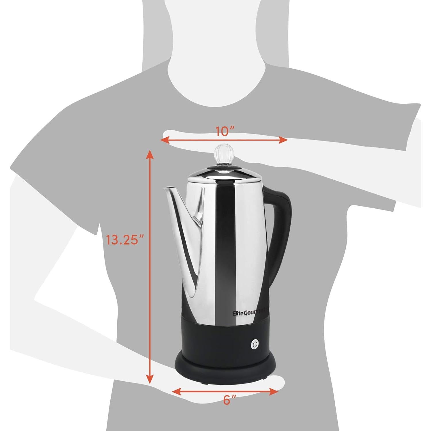 Cafetera Percoladora Elite Gourmet 12 Tazas Acero Inoxidable