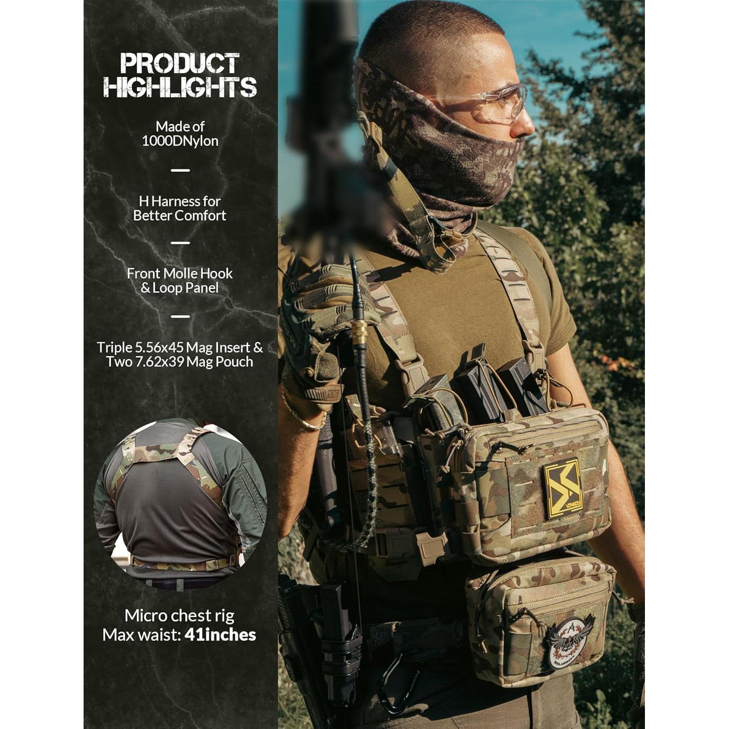 Chaleco Táctico BOMTURN 1000D Modular Ajustable con Bolsillos