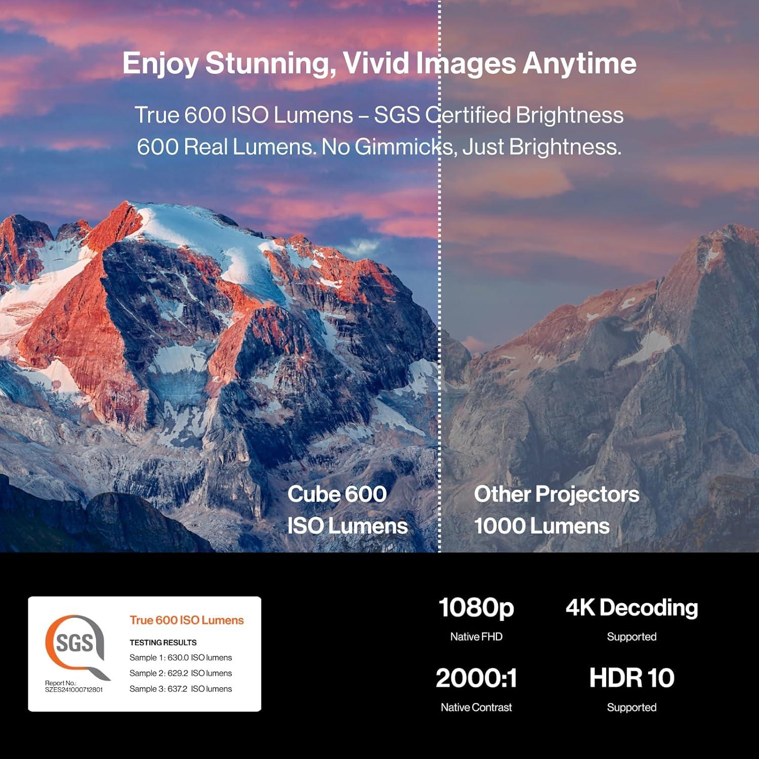 Proyector Portátil BladeCine Cube 600 1080P 600 Lúmenes