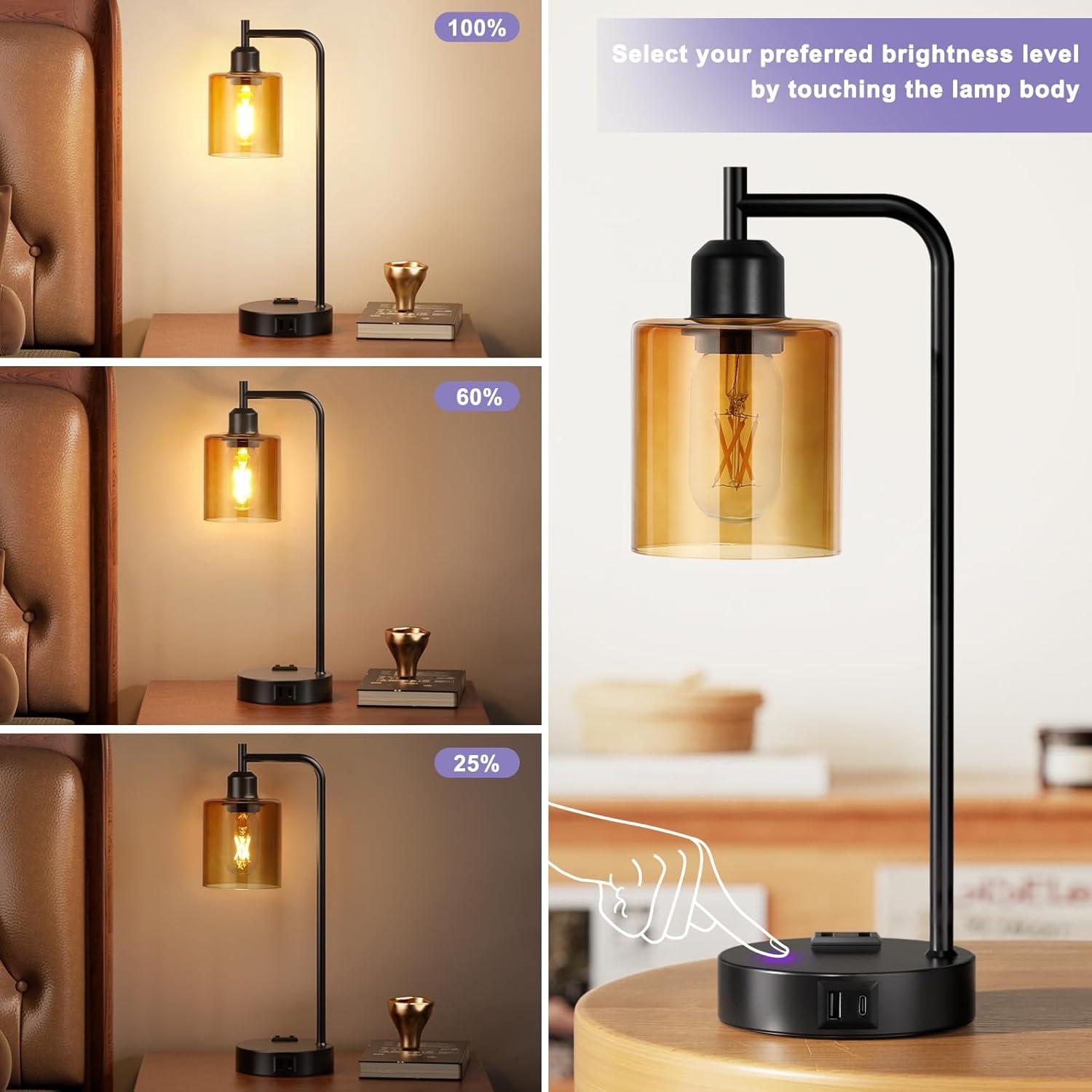 Lámparas de Mesa Táctiles Innqoo - Juego de 2 Regulables con USB