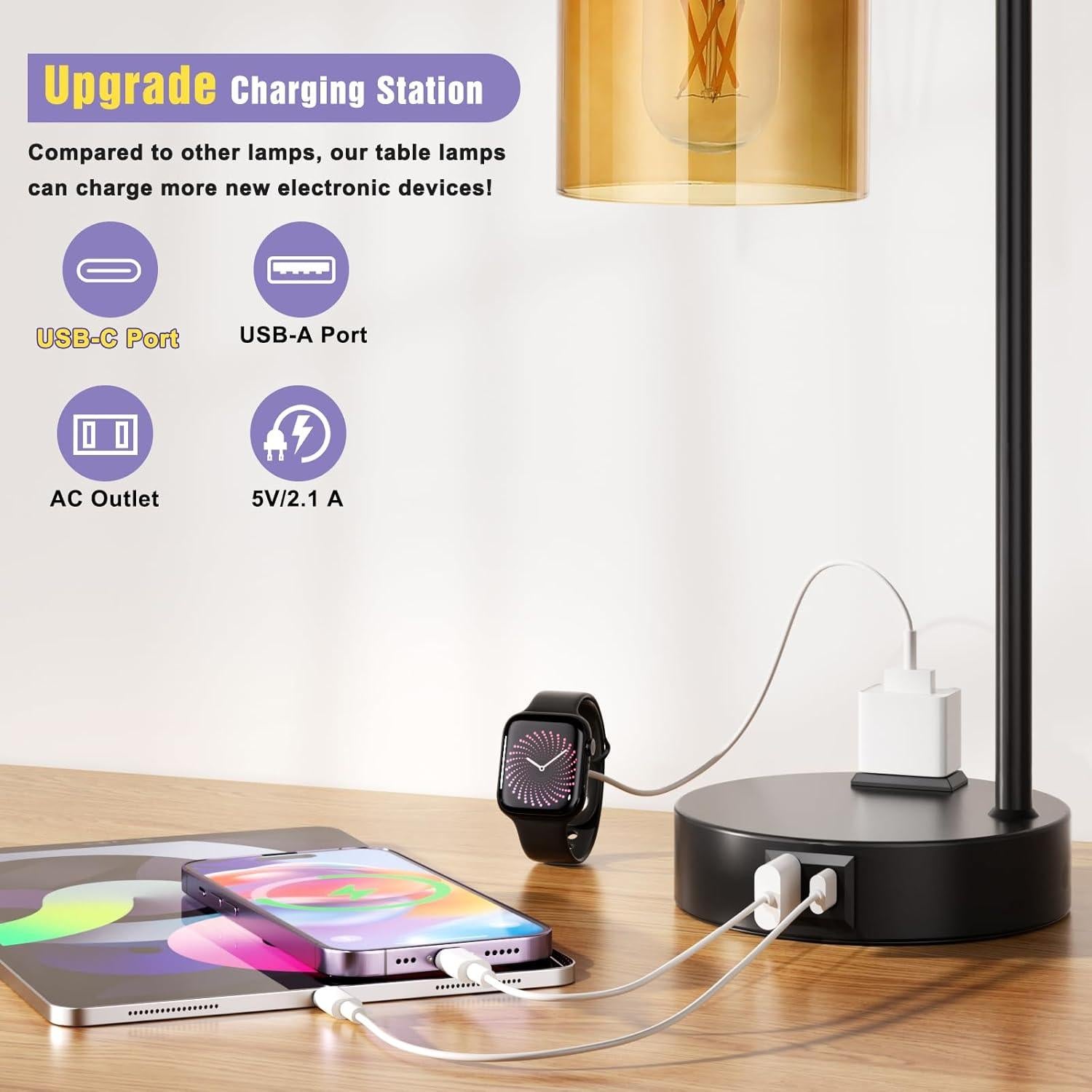 Lámparas de Mesa Táctiles Innqoo - Juego de 2 Regulables con USB