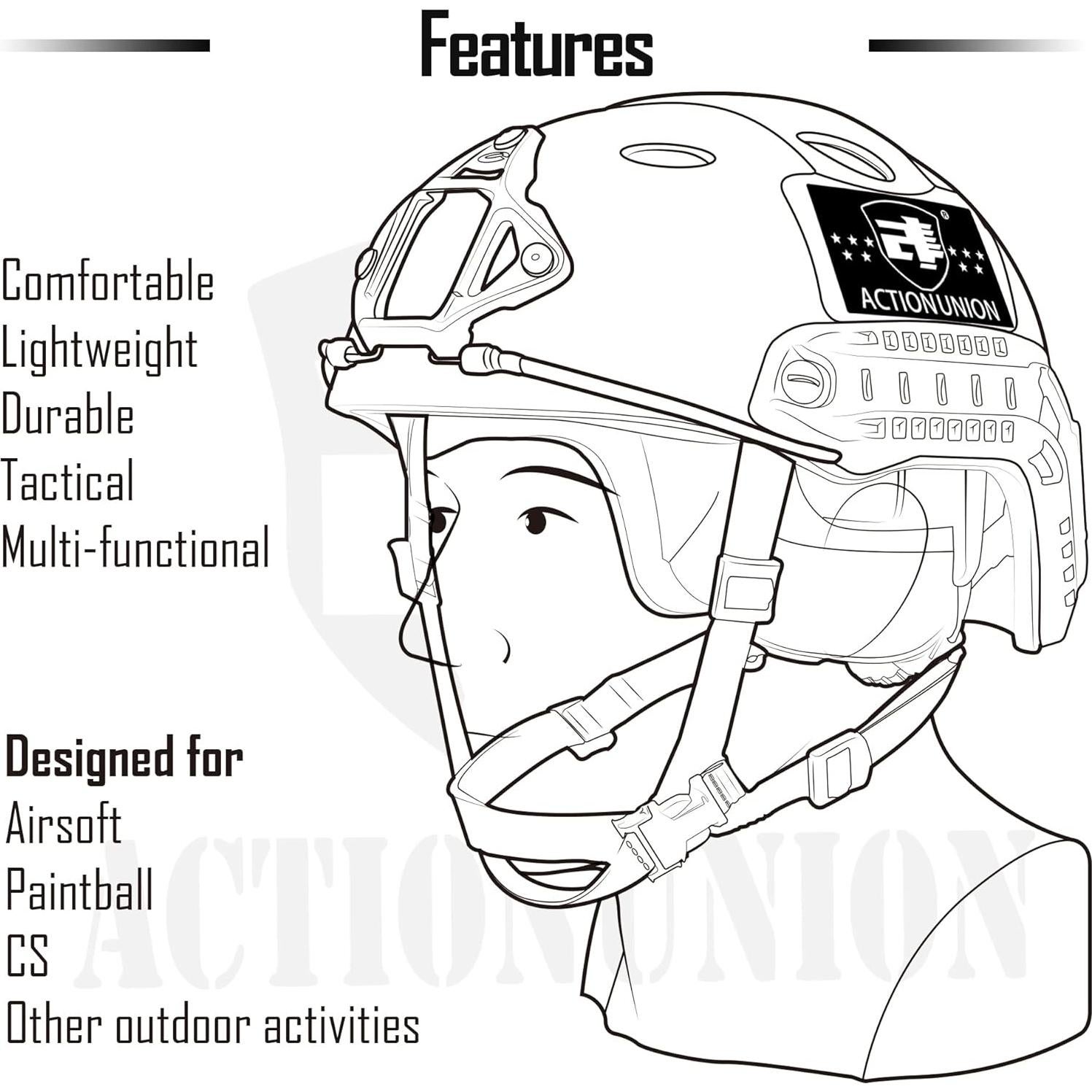 Casco Táctico ACTIONUNION PJ para Airsoft y Paintball
