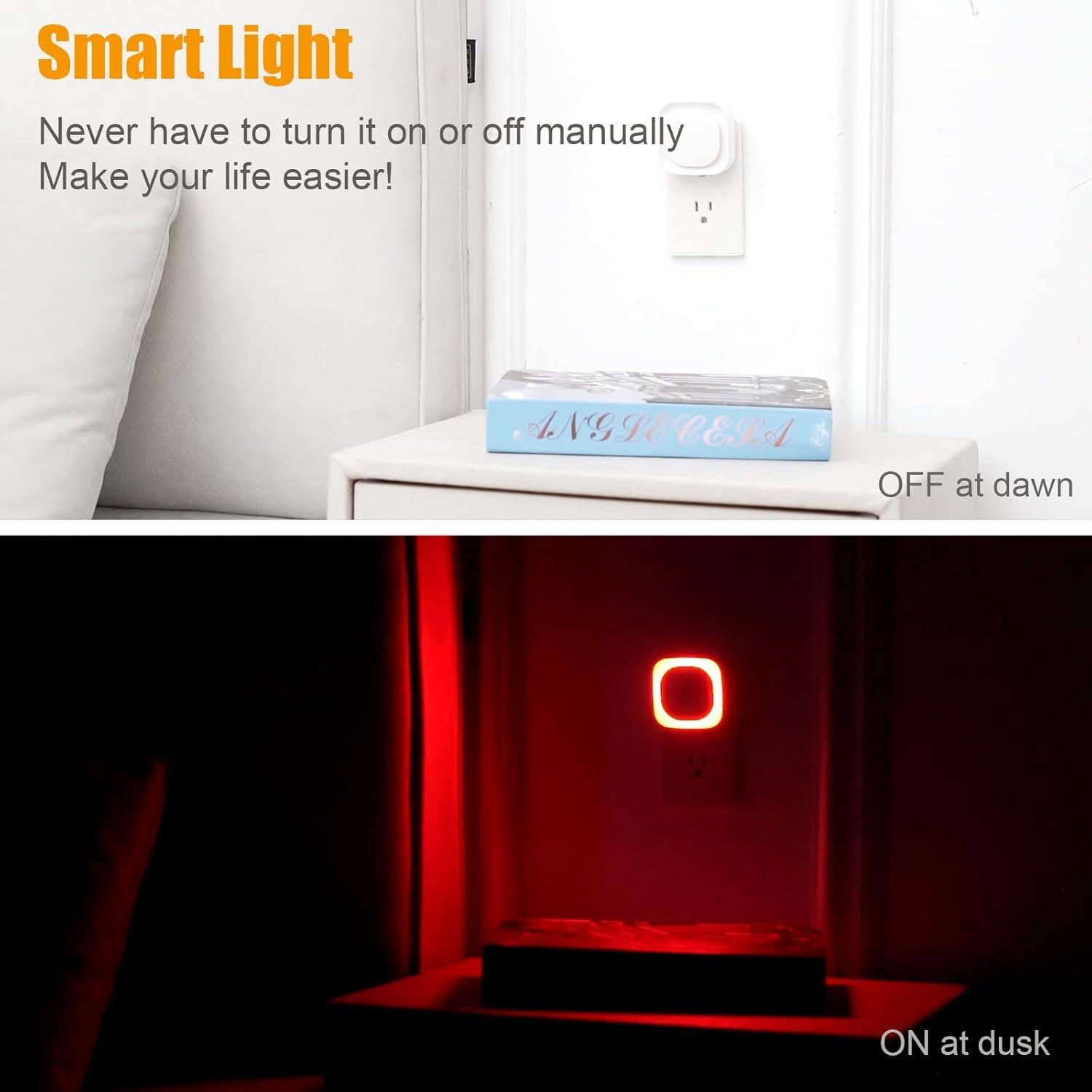 2 Pack Plug in Dimmable Red Night Light, Auto Dusk to Dawn Sensor, LED Night Light, Soft Glow, Diffused Light, for Baby Nursery, Kids, Bathroom, Hallway, Bedroom, Kitchen, as Gifts