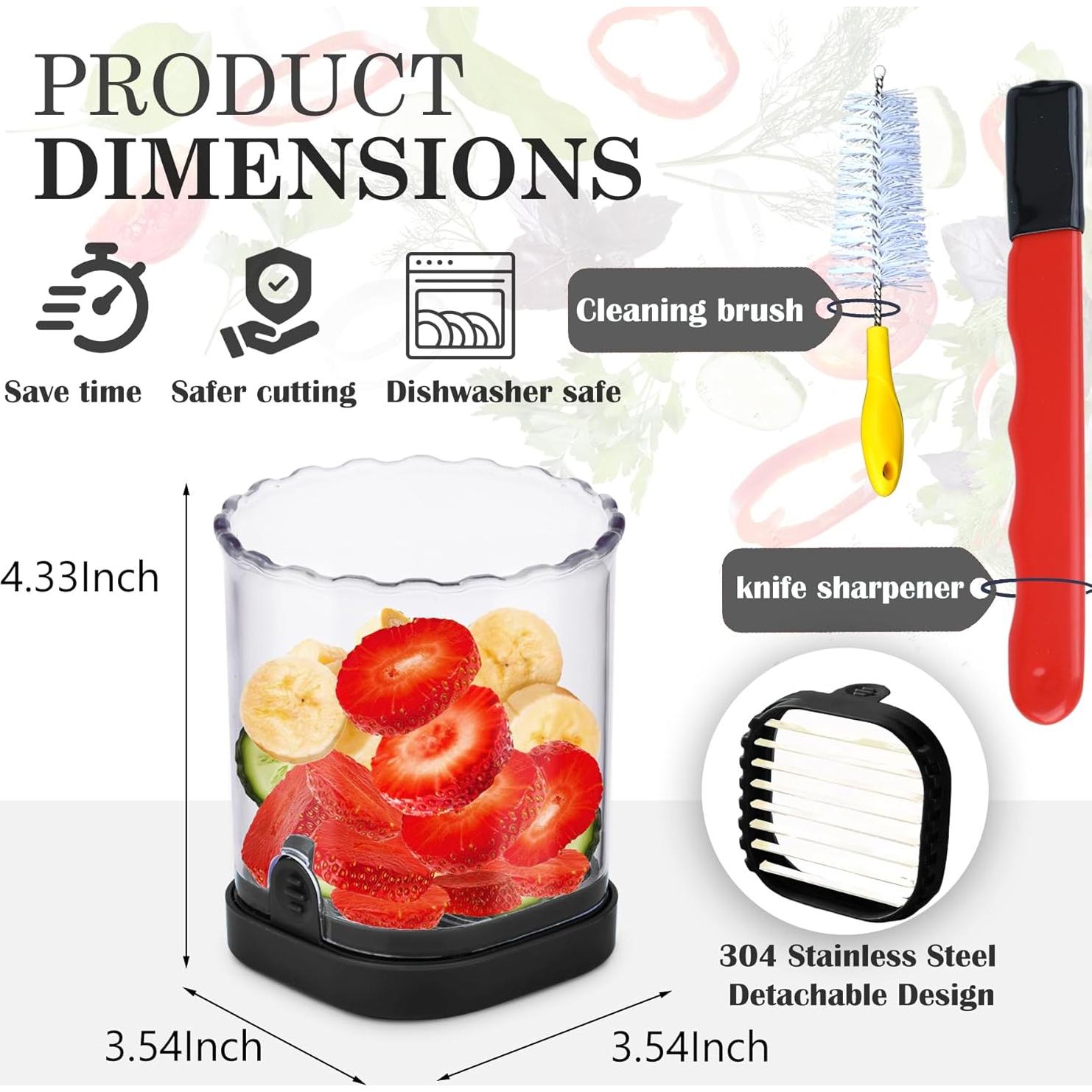 Cortador de Frutas COSHONWOL Negro con Cuchillas de Acero Inoxidable