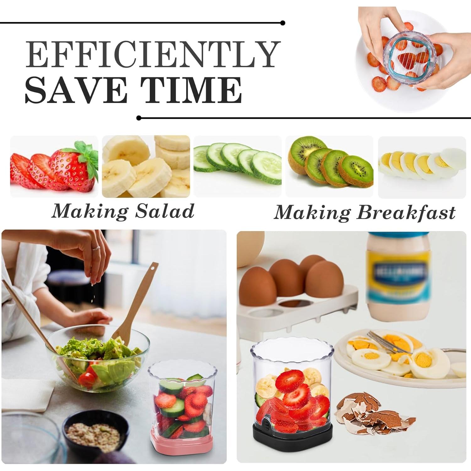 Cortador de Frutas COSHONWOL Negro con Cuchillas de Acero Inoxidable