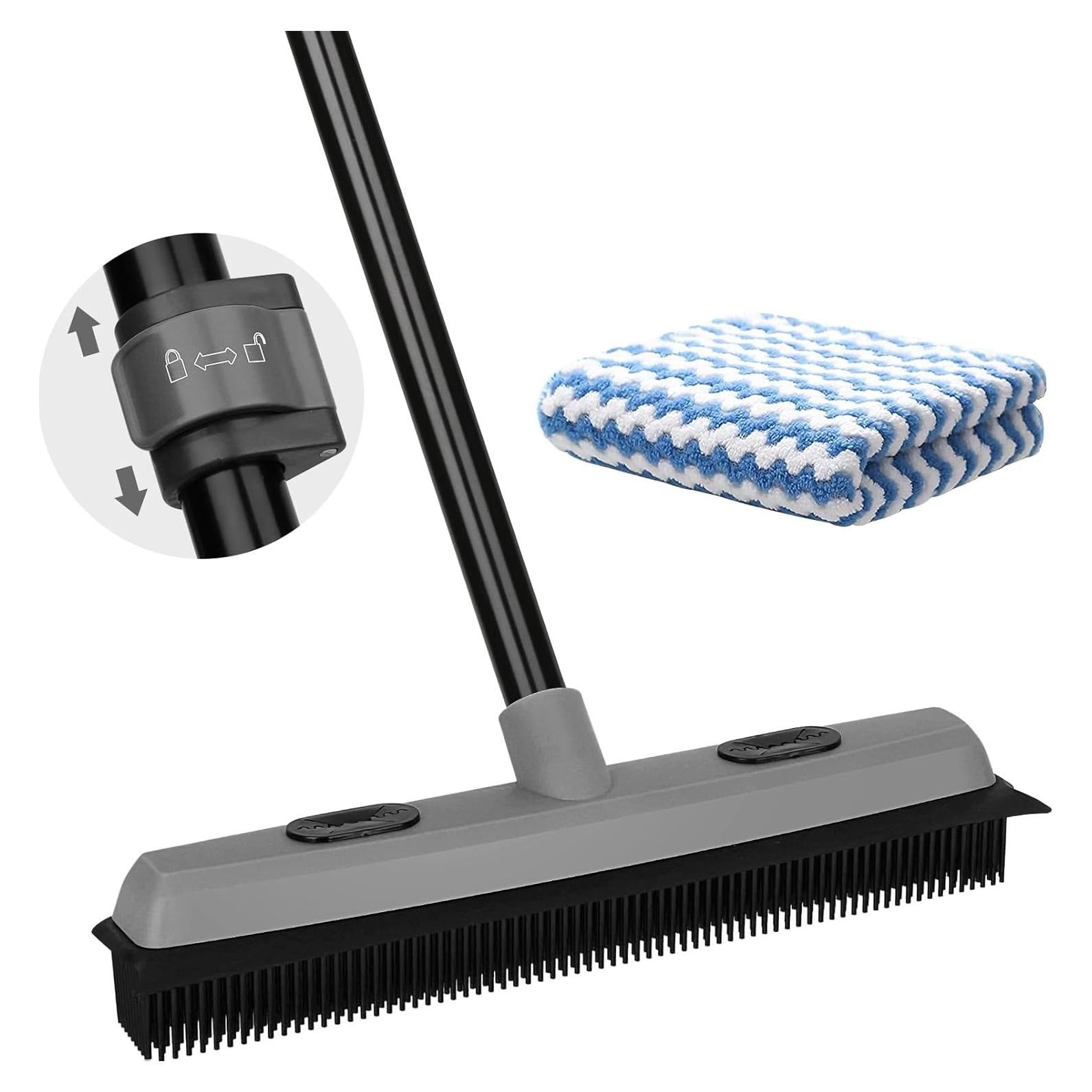 Escoba de goma KeFanta para pelo de mascotas con mango telescópico